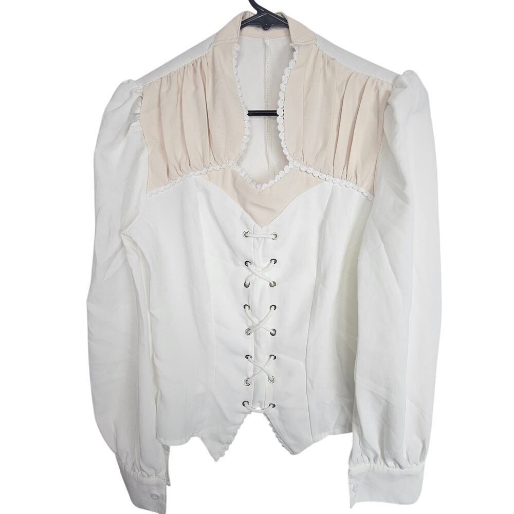 Ursime Womens Lace Up Steampunk Top Sz S Victorian Whimsigoth Regency Ren Fair